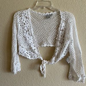 alberto makali white crop top with rhinestones size large